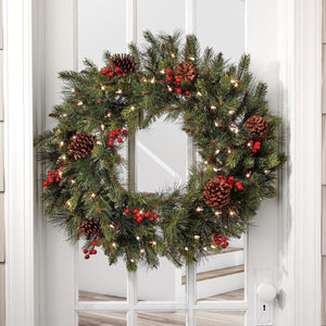 30" LED Forrest Berry Fir Wreath