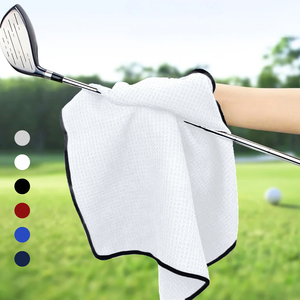 Small Microfiber Waffle Golf Towel: Black Trimmed Pack of 3