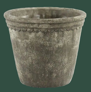 Cement Scalloped Pot 6.25"H