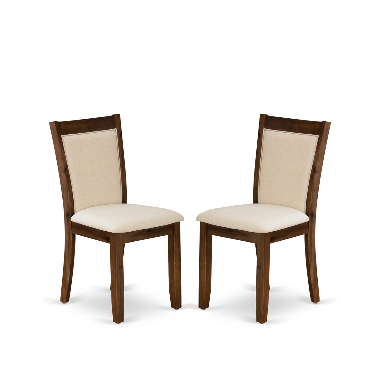 EAST WEST FURNITURE - CNMZ5-N7-32 - 5-Piece Dinner Table Set - A Mid Century Dining Table and 4 Light Beige Linen Fabric Padded Wood Dining Chairs with Stylish High Back � (Distressed Jacobean Finish)
