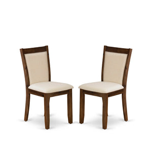 EAST WEST FURNITURE - CNMZ5-N7-32 - 5-Piece Dinner Table Set - A Mid Century Dining Table and 4 Light Beige Linen Fabric Padded Wood Dining Chairs with Stylish High Back � (Distressed Jacobean Finish)