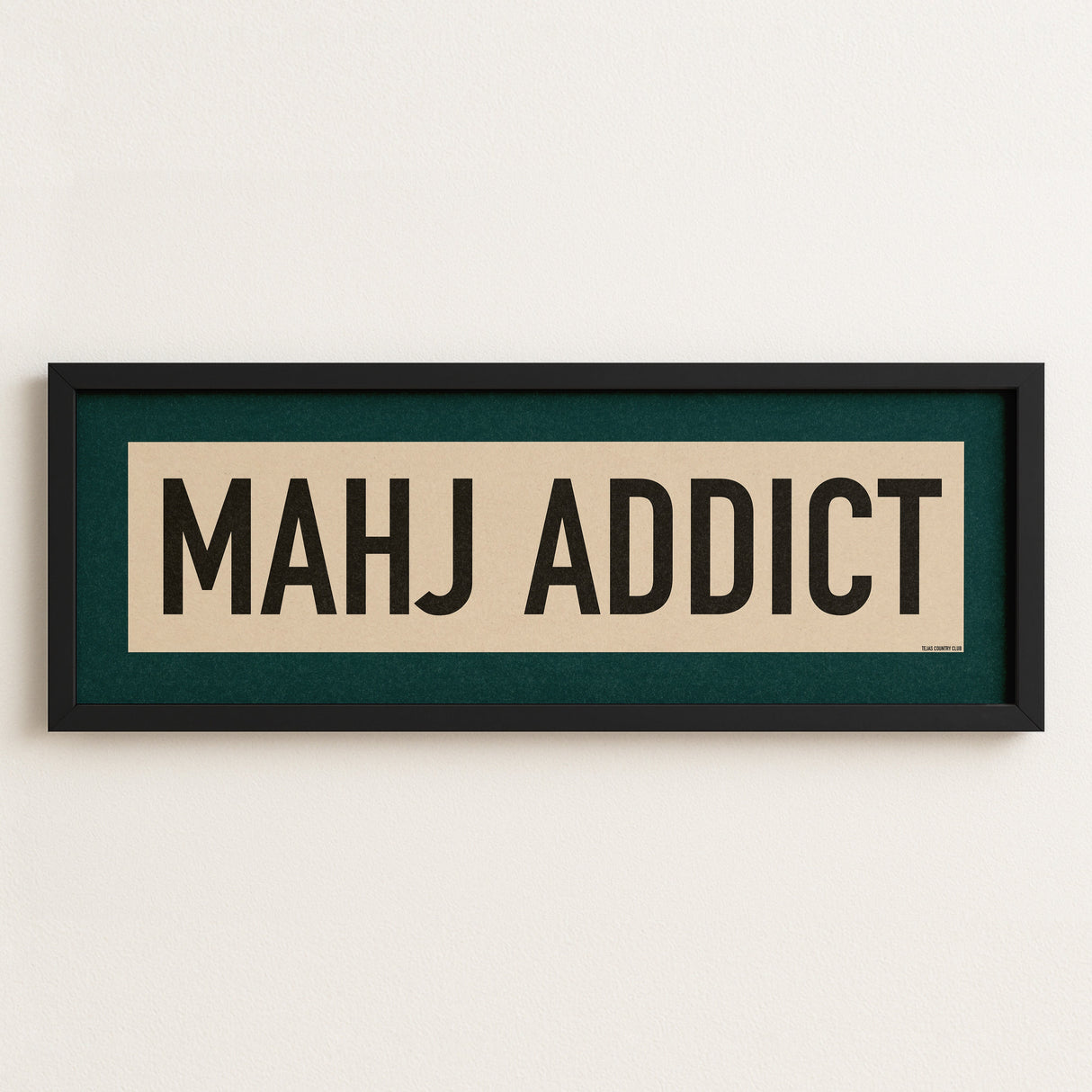 Framed Mahj Addict Mahjong Art Scroll Sign