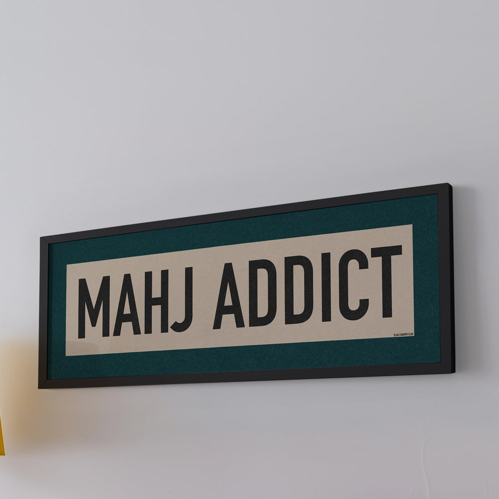 Framed Mahj Addict Mahjong Art Scroll Sign