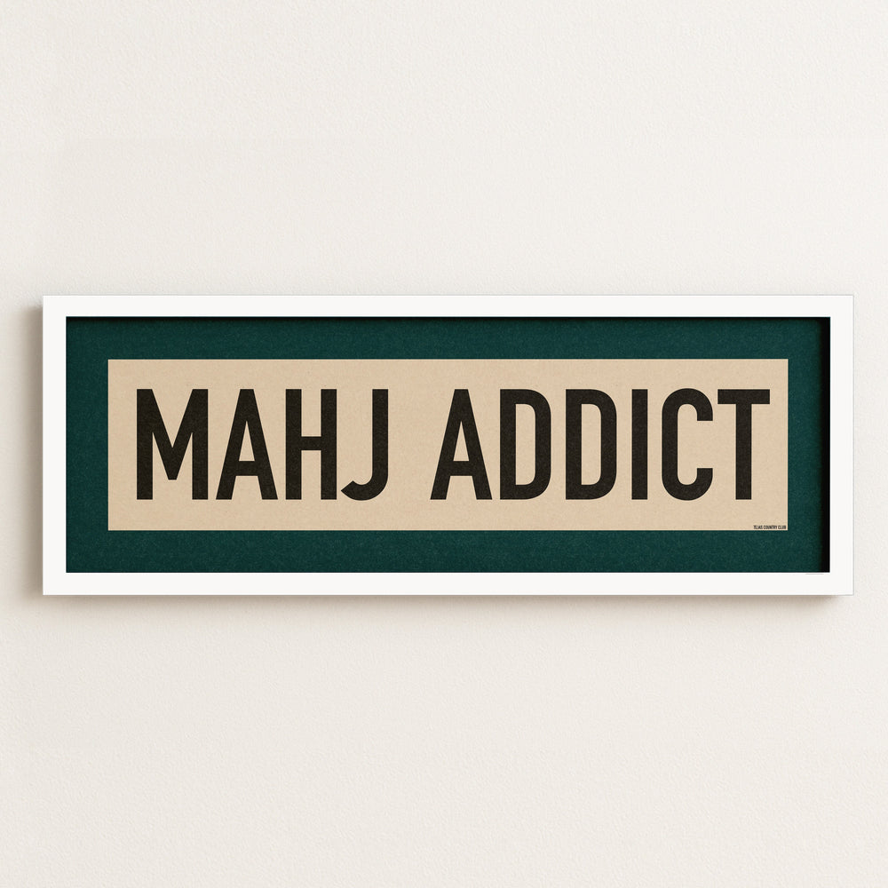 Framed Mahj Addict Mahjong Art Scroll Sign