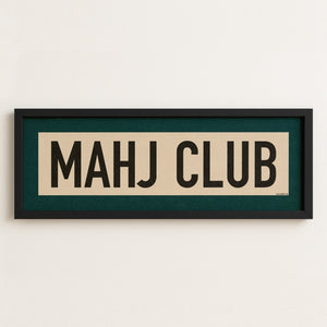 Framed Mahj Club Mahjong Art Scroll Sign