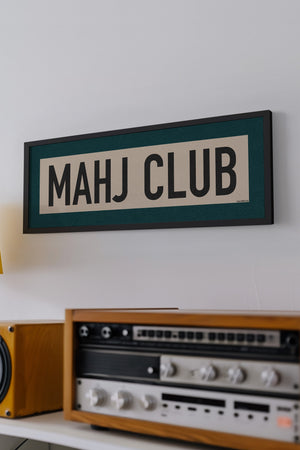 Framed Mahj Club Mahjong Art Scroll Sign