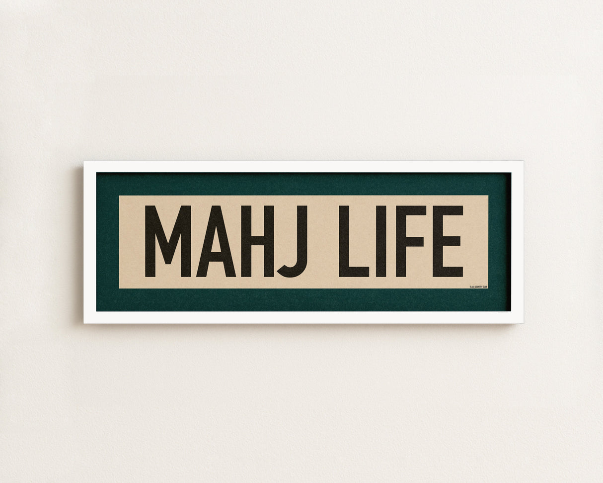 Framed Mahj Life Mahjong Art Scroll Sign