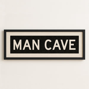 Framed Man Cave Bus Scroll Sign