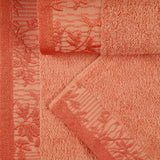Cotton Floral Jacquard Border Bath Towel Set of 4 - Bath Towel by Superior Brand