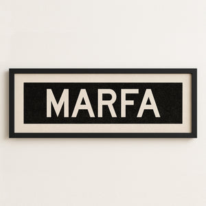 Framed Marfa Bus Scroll Sign