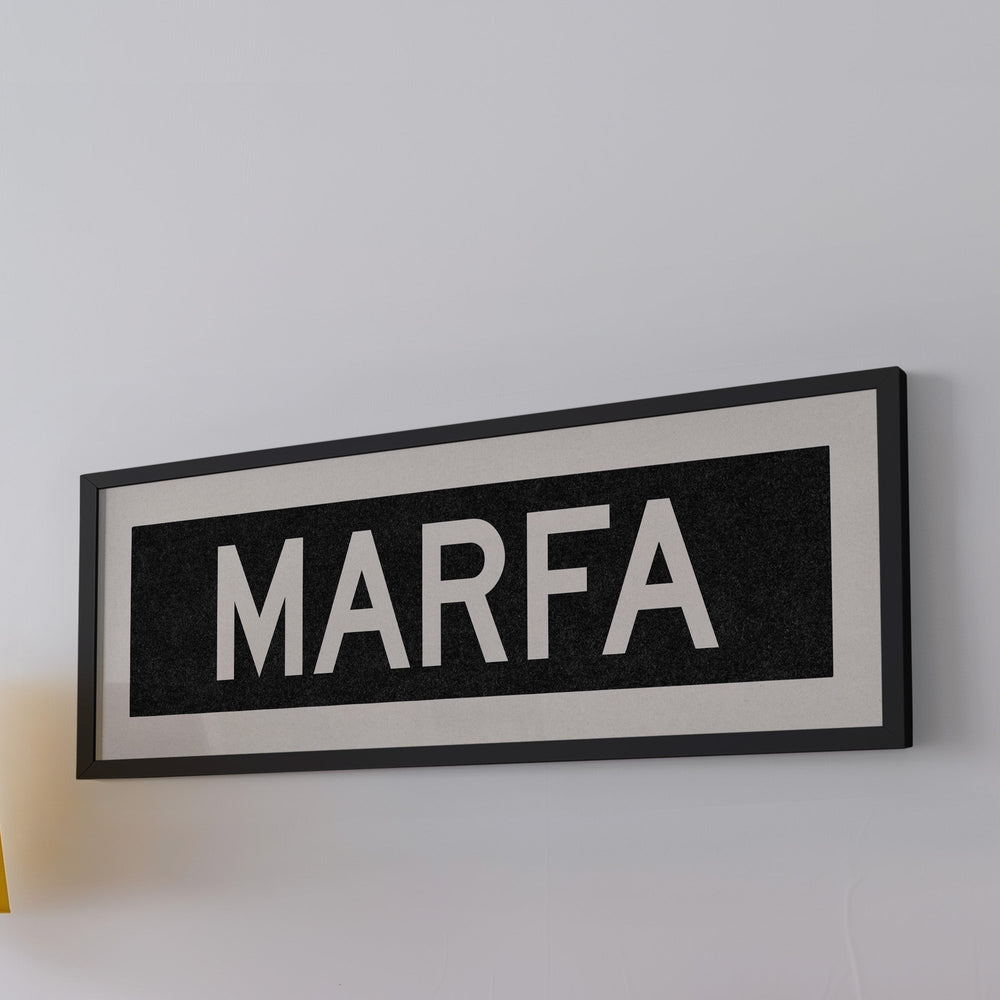 Framed Marfa Bus Scroll Sign