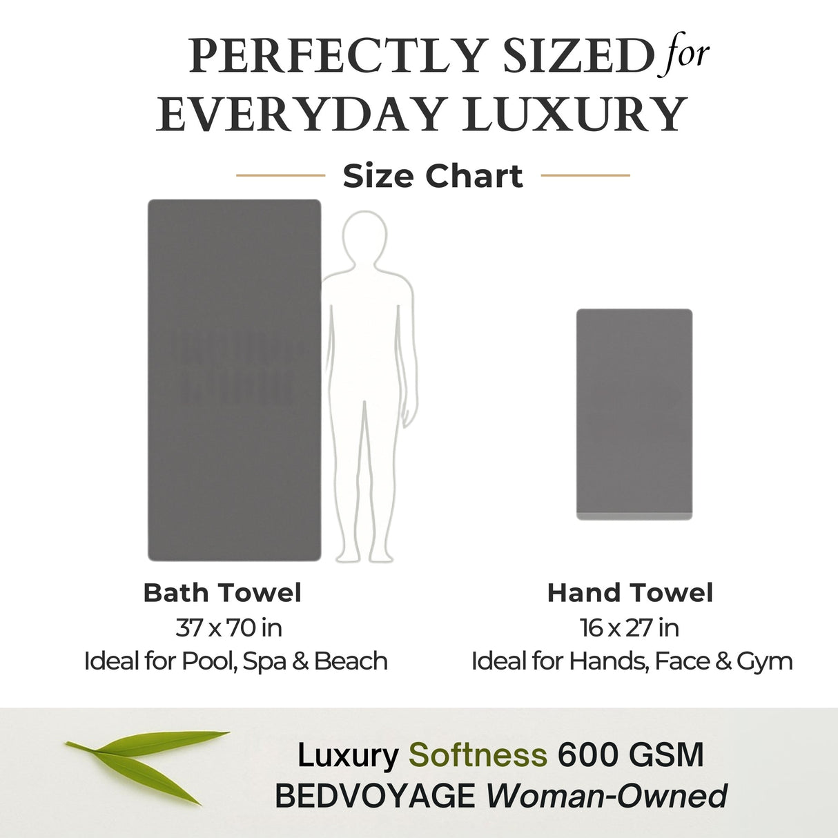 Bamboo Cotton Bath Sheet Set - Viscose from Bamboo + Cotton - 3pc - Charcoal by BedVoyage