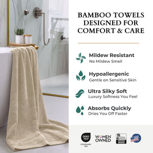 Bamboo Cotton Bath Sheet Set - Viscose from Bamboo + Cotton - 3pc - Sand