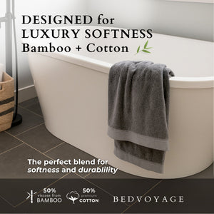 Bamboo Cotton Bath Sheet - Viscose from Bamboo + Cotton - Extra Large - Charcoal by BedVoyage