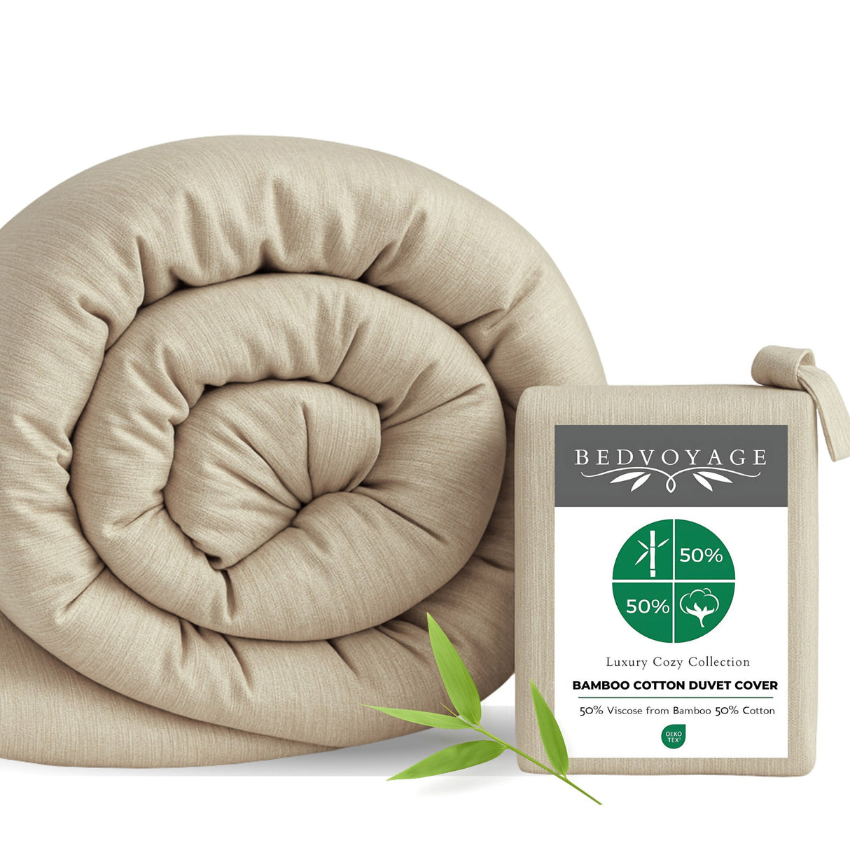 Bamboo Cotton Duvet Cover - Viscose from Bamboo + Cotton - Sand