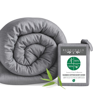 Bamboo Cotton Duvet Cover - Viscose from Bamboo + Cotton - Silver by BedVoyage