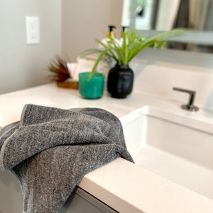 Bamboo Cotton Hand Towels - Viscose from Bamboo + Cotton - 2pk - Charcoal