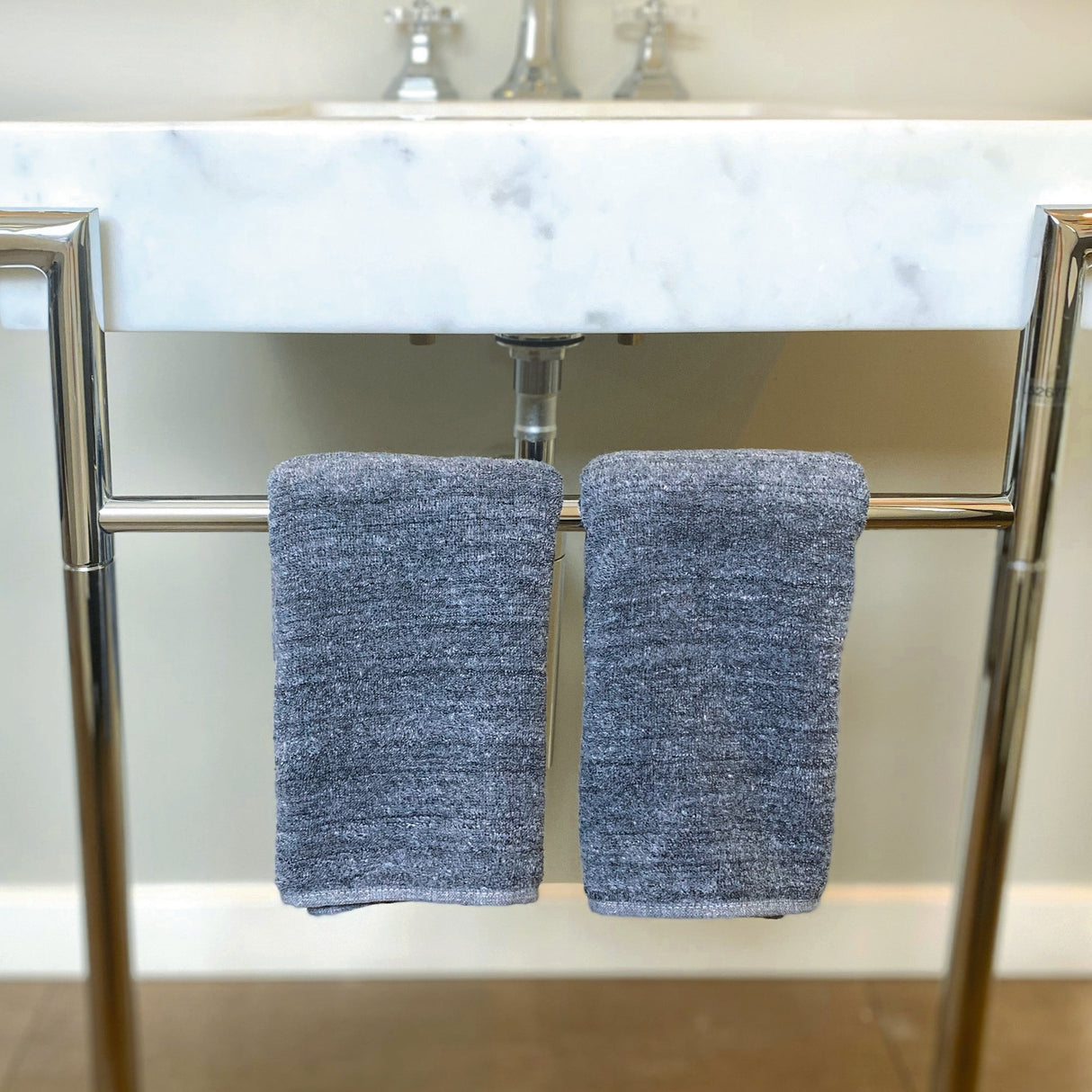 Bamboo Cotton Hand Towels - Viscose from Bamboo + Cotton - 2pk - Charcoal