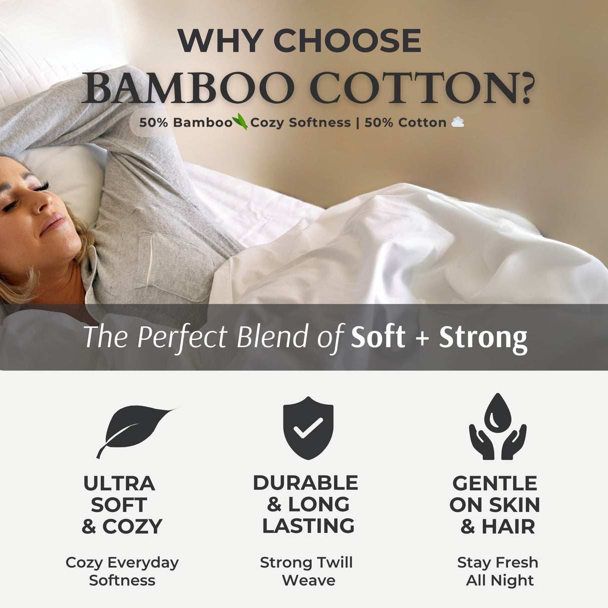 Bamboo Cotton Pillowcases - Viscose from Bamboo + Cotton - Snow