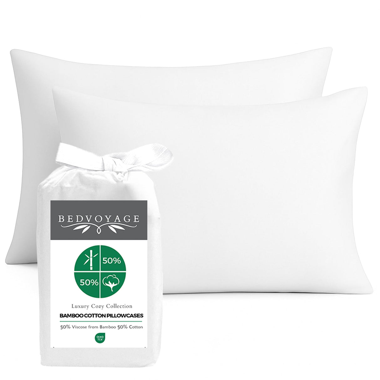 Bamboo Cotton Pillowcases - Viscose from Bamboo + Cotton - Snow