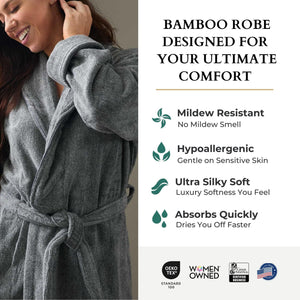 Bamboo Cotton Bath Robe - Viscose from Bamboo + Cotton - Charcoal by BedVoyage