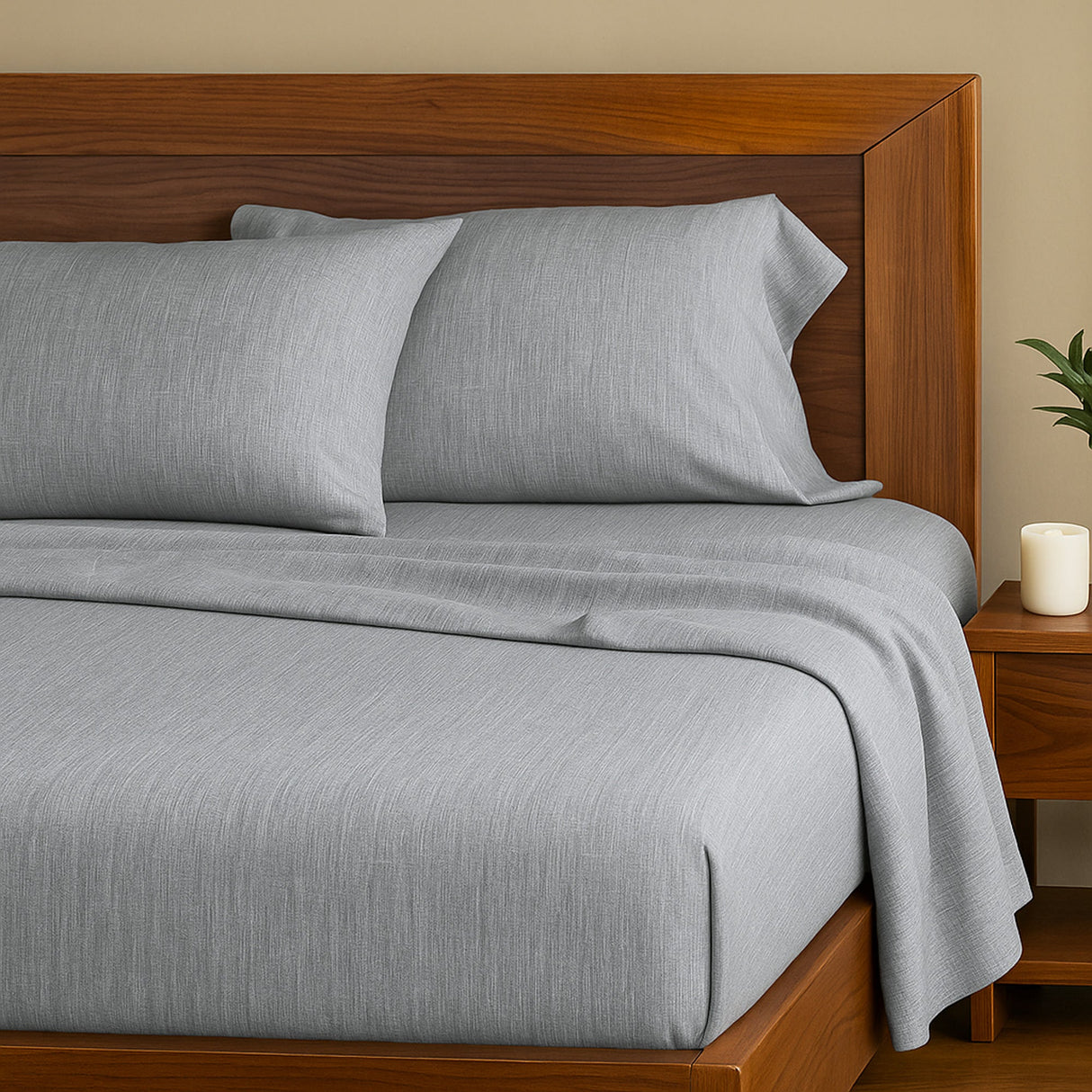 Bamboo Cotton Sheet Set - Viscose from Bamboo + Cotton - Silver