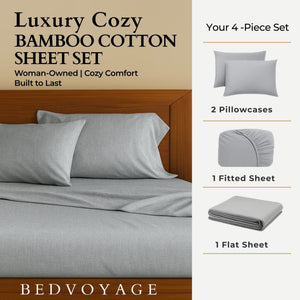 Bamboo Cotton Sheet Set - Viscose from Bamboo + Cotton - Silver