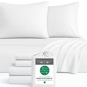 Bamboo Cotton Sheet Set - Viscose from Bamboo + Cotton - Snow by BedVoyage