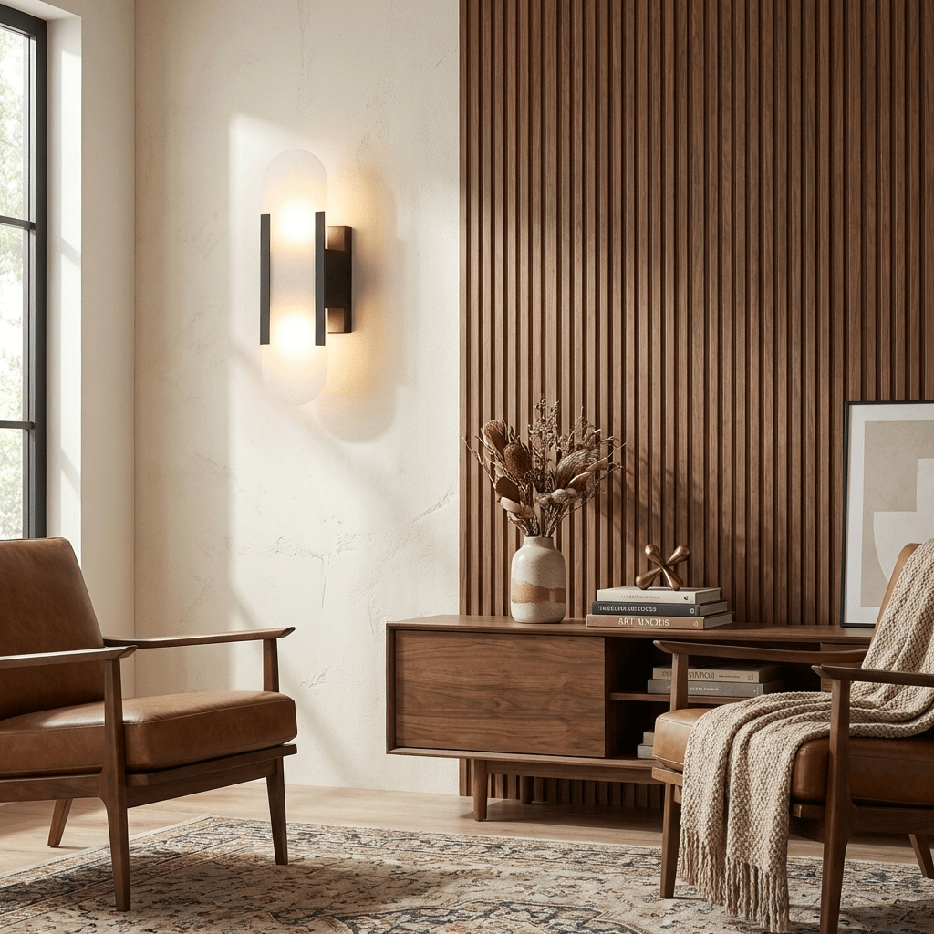 Alvora | Oblong Alabaster Wall Sconce with Brass Accents | Warm Diffused Glow for Foyers