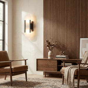 Alvora | Oblong Alabaster Wall Sconce with Brass Accents | Warm Diffused Glow for Foyers