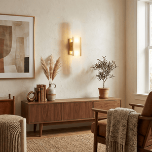 Alvora | Oblong Alabaster Wall Sconce with Brass Accents | Warm Diffused Glow for Foyers