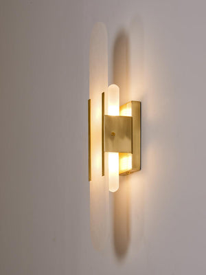 Alvora | Oblong Alabaster Wall Sconce with Brass Accents | Warm Diffused Glow for Foyers