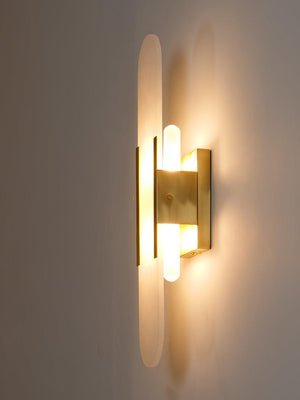 Alvora | Oblong Alabaster Wall Sconce with Brass Accents | Warm Diffused Glow for Foyers