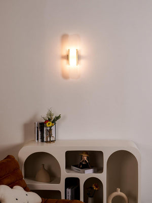 Alvora | Oblong Alabaster Wall Sconce with Brass Accents | Warm Diffused Glow for Foyers