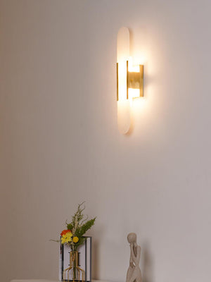 Alvora | Oblong Alabaster Wall Sconce with Brass Accents | Warm Diffused Glow for Foyers