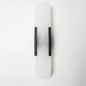 Alvora | Oblong Alabaster Wall Sconce with Brass Accents | Warm Diffused Glow for Foyers