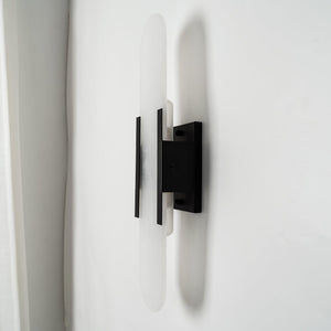 Alvora | Oblong Alabaster Wall Sconce with Brass Accents | Warm Diffused Glow for Foyers