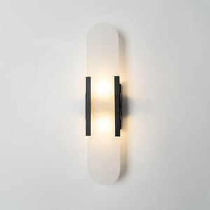 Alvora | Oblong Alabaster Wall Sconce with Brass Accents | Warm Diffused Glow for Foyers