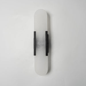 Alvora | Oblong Alabaster Wall Sconce with Brass Accents | Warm Diffused Glow for Foyers