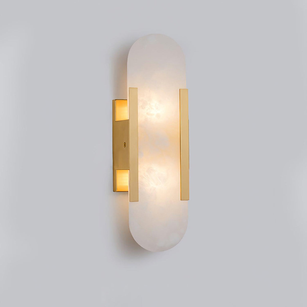 Alvora | Oblong Alabaster Wall Sconce with Brass Accents | Warm Diffused Glow for Foyers