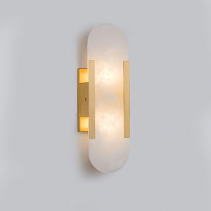 Alvora | Oblong Alabaster Wall Sconce with Brass Accents | Warm Diffused Glow for Foyers