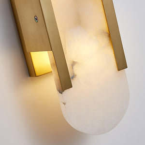 Alvora | Oblong Alabaster Wall Sconce with Brass Accents | Warm Diffused Glow for Foyers