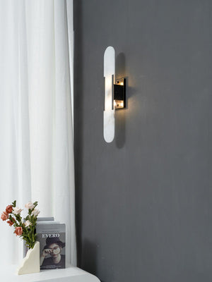 Alvora | Oblong Alabaster Wall Sconce with Brass Accents | Warm Diffused Glow for Foyers