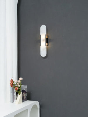 Alvora | Oblong Alabaster Wall Sconce with Brass Accents | Warm Diffused Glow for Foyers