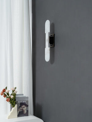 Alvora | Oblong Alabaster Wall Sconce with Brass Accents | Warm Diffused Glow for Foyers