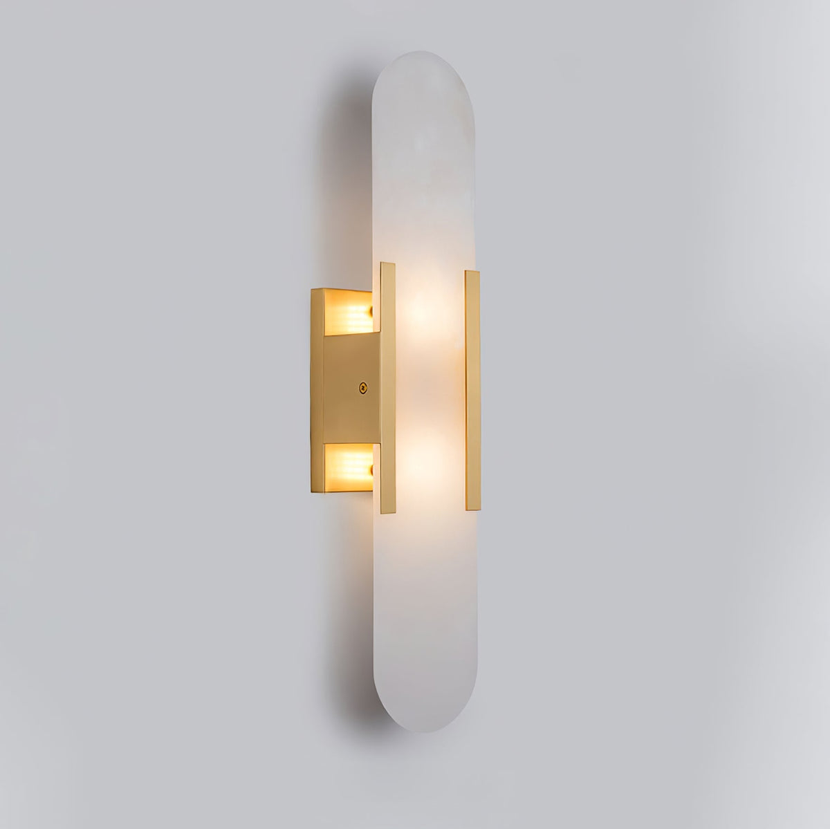 Alvora | Oblong Alabaster Wall Sconce with Brass Accents | Warm Diffused Glow for Foyers