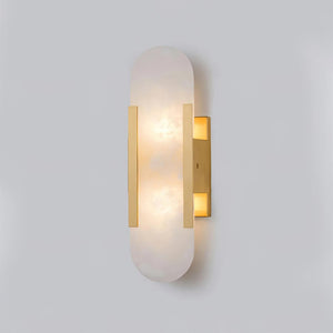 Alvora | Oblong Alabaster Wall Sconce with Brass Accents | Warm Diffused Glow for Foyers