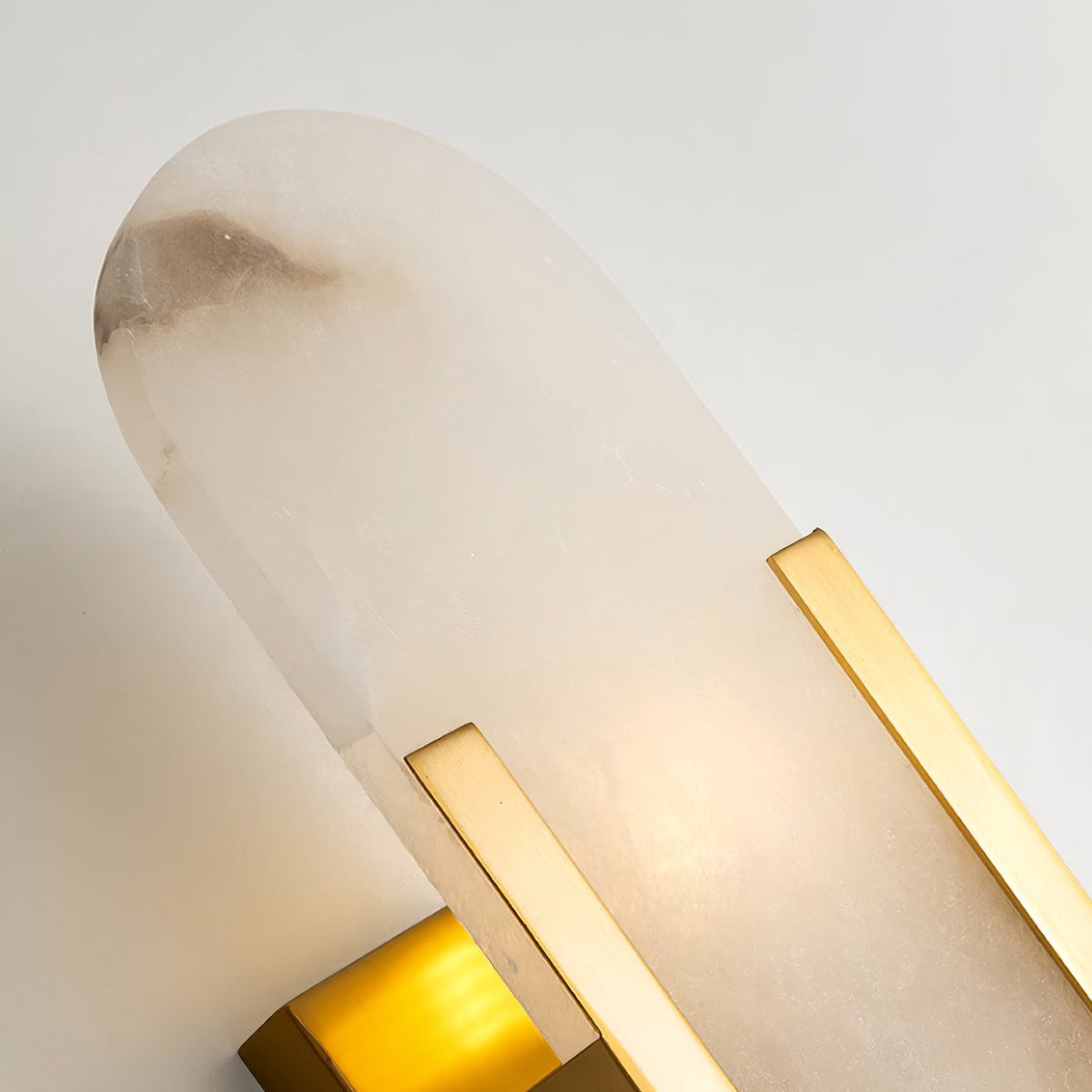 Alvora | Oblong Alabaster Wall Sconce with Brass Accents | Warm Diffused Glow for Foyers