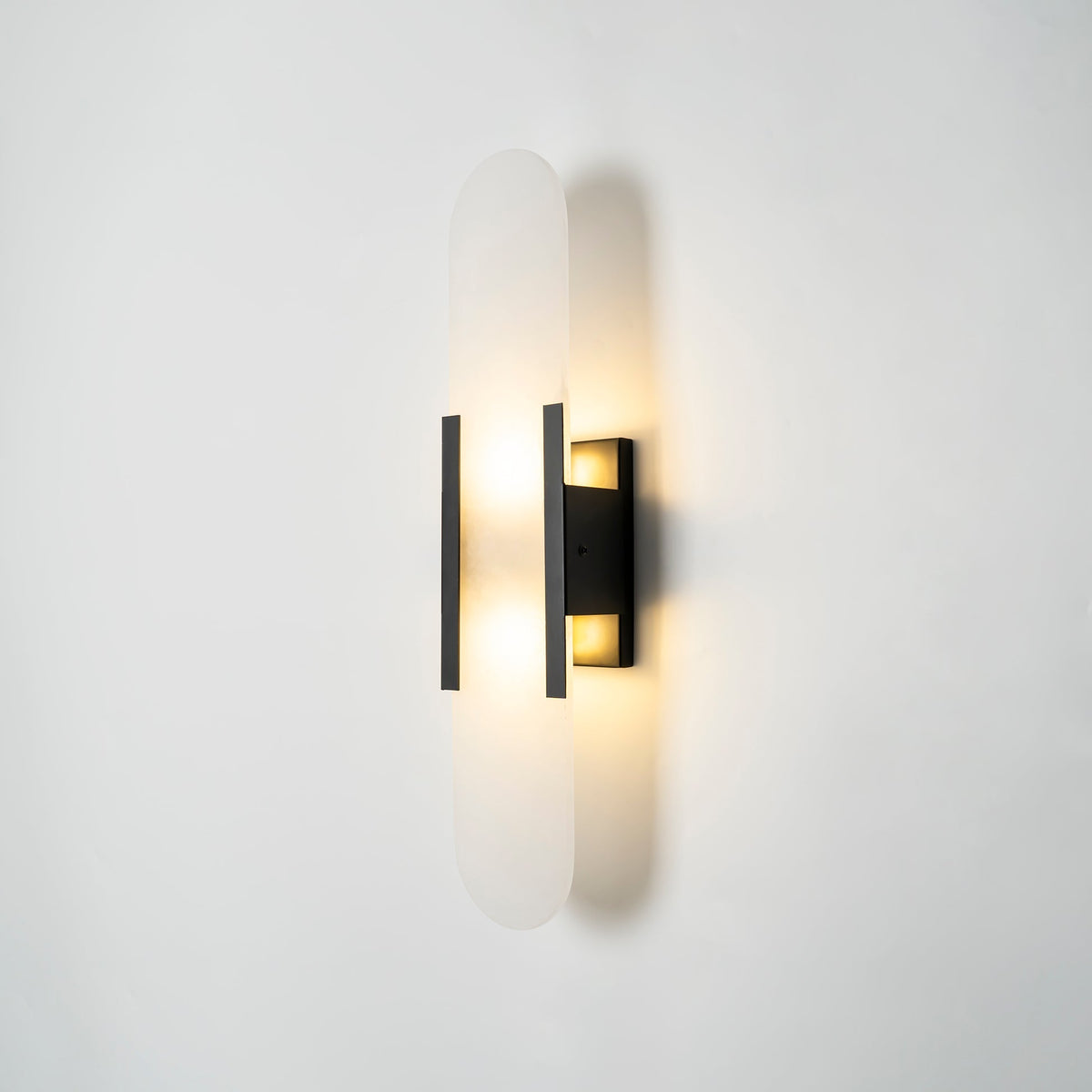 Alvora | Oblong Alabaster Wall Sconce with Brass Accents | Warm Diffused Glow for Foyers