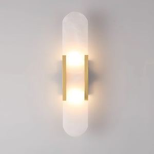 Alvora | Oblong Alabaster Wall Sconce with Brass Accents | Warm Diffused Glow for Foyers